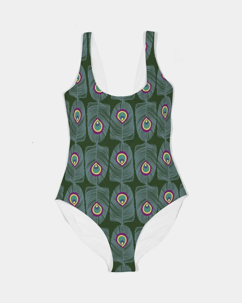 Peacock Tail Feminine One-Piece Swimsuit