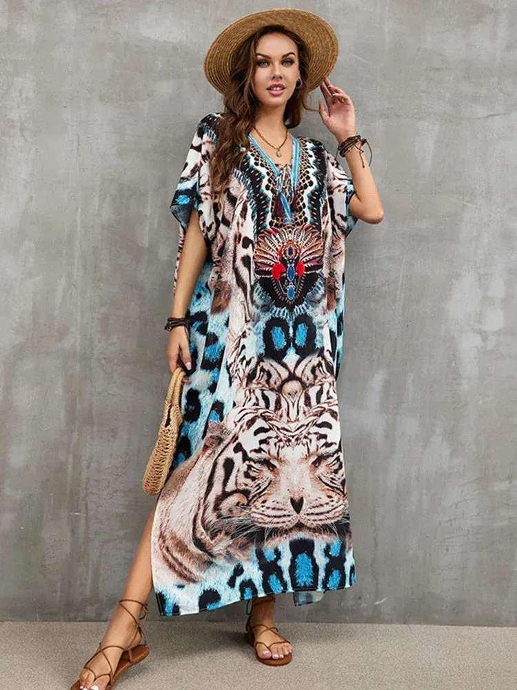 Plus Size Beach Cover Up - Long Summer Kaftan Dress for Women