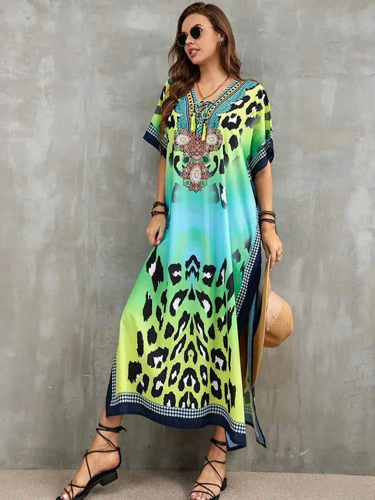 Plus Size Beach Cover Up - Long Summer Kaftan Dress for Women