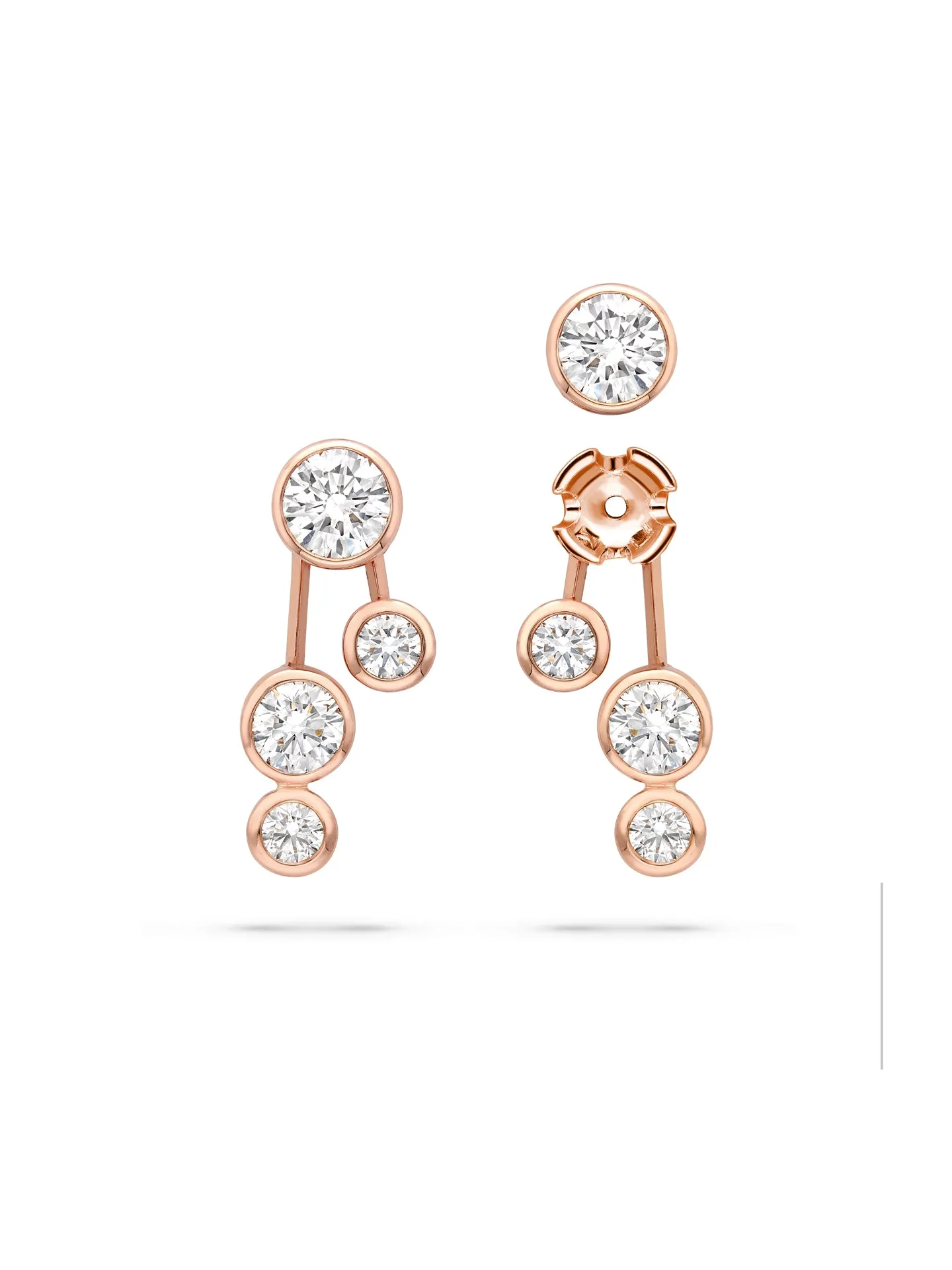 Raindance Large Detachable Double Drop Rose Gold Earrings