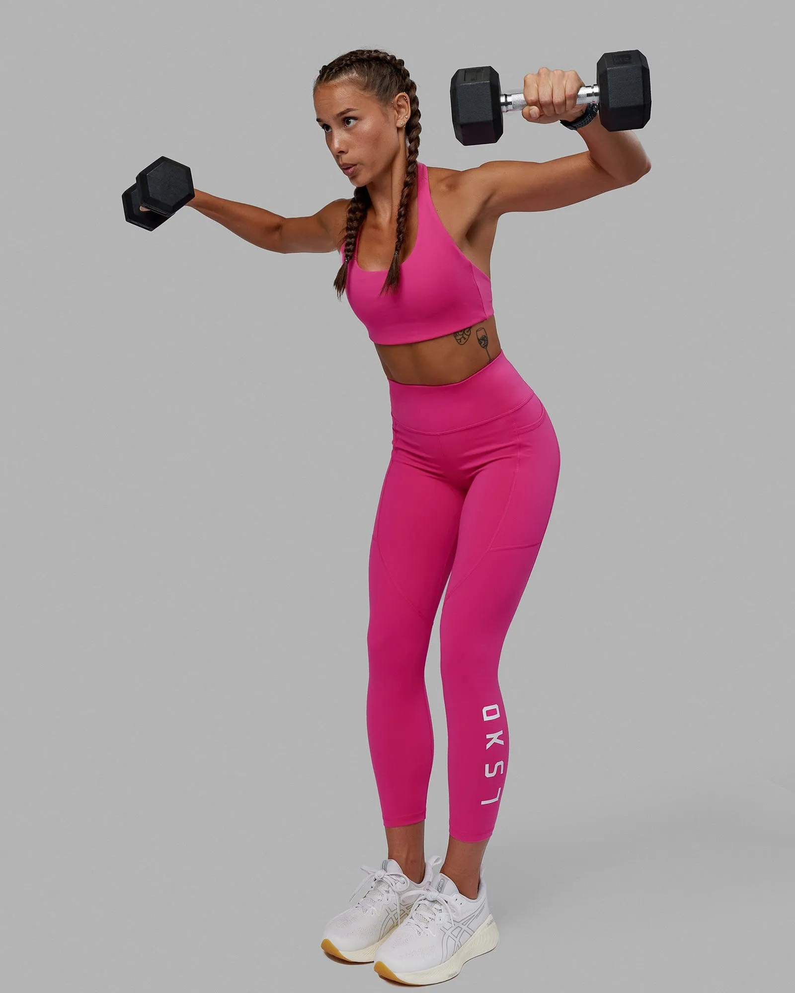 Rep 7/8 Length Leggings - Ultra Pink-White