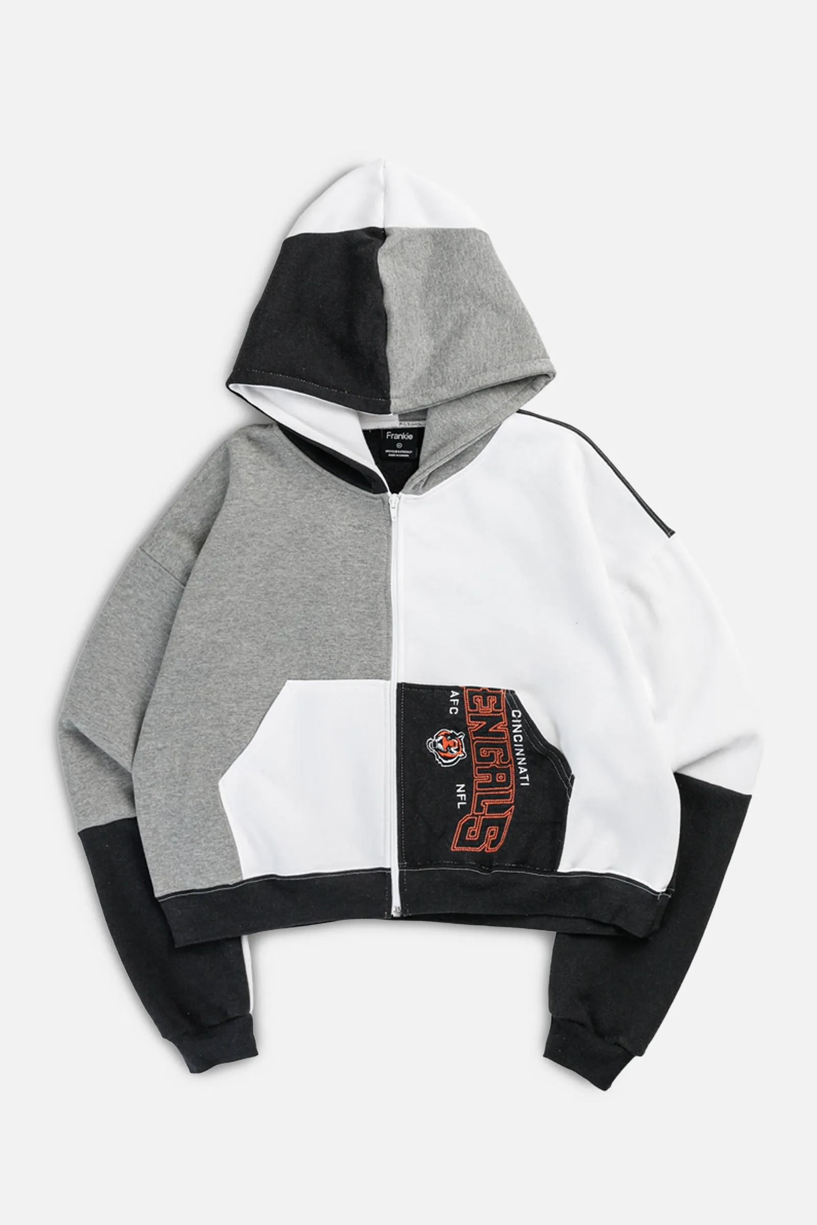 Rework Cincinatti Bengals NFL Crop Zip Hoodie - XL