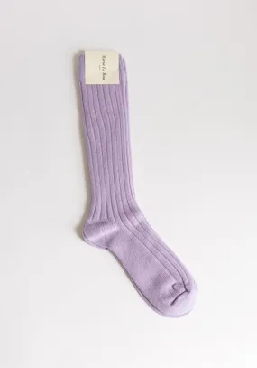 Ribbed College Sock in Lilac