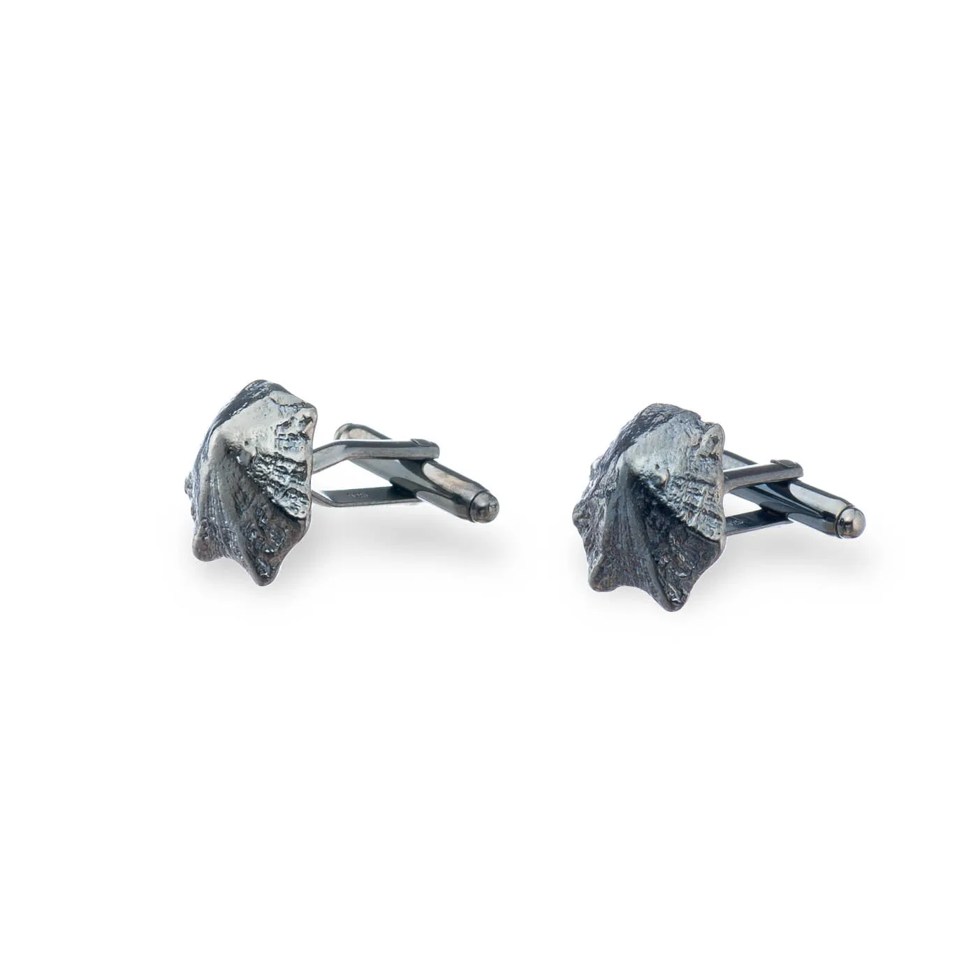 Rock Limpet – cufflinks - silver 925 - dark rhodium