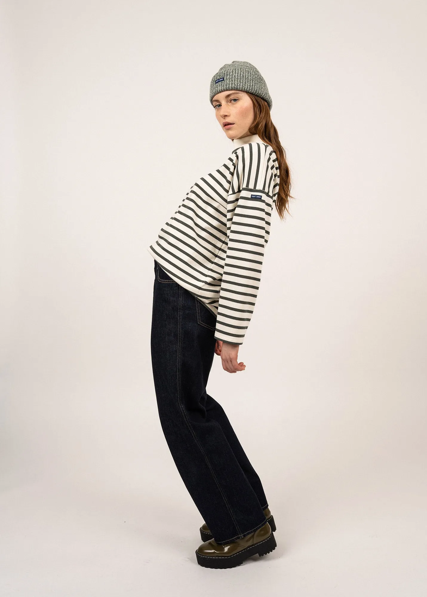 Seine oversize sailor striped shirt - SAINT JAMES 48N1W (ECUME/VEGETAL)