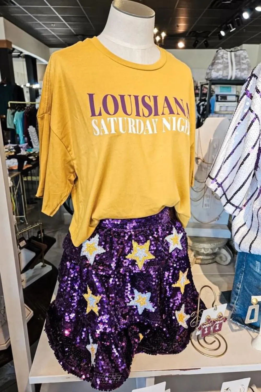 SEQUIN STAR TIERED SKIRT | PURPLE & GOLD