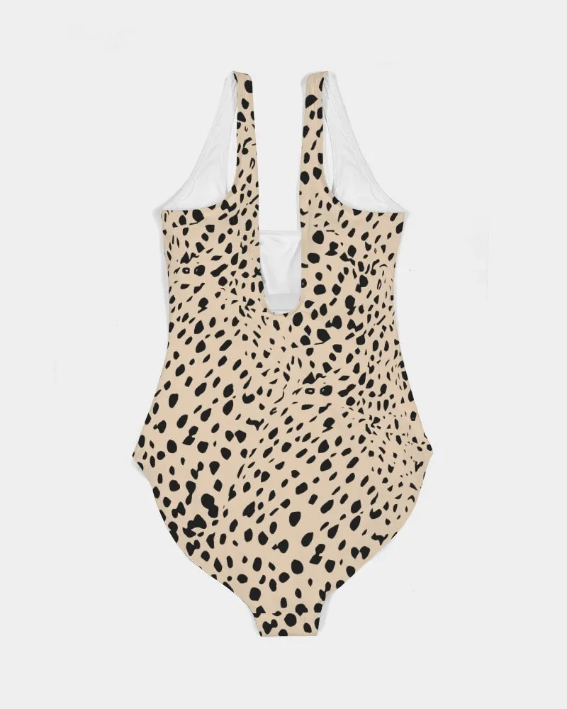 SMF Cheetah Cream Feminine One-Piece Swimsuit