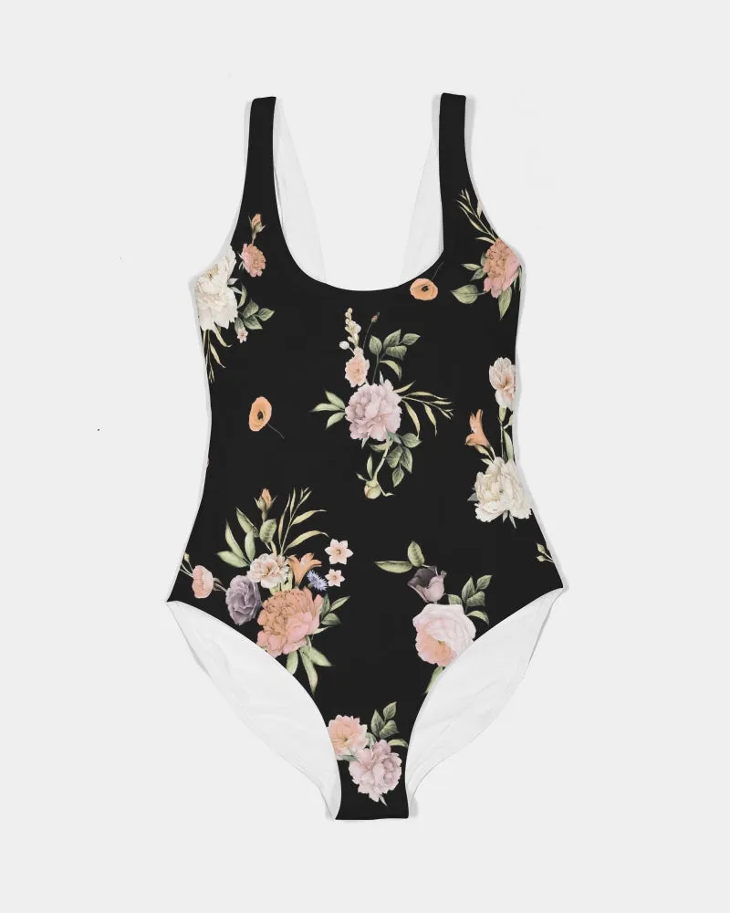 SMF Floral Pattern Feminine One-Piece Swimsuit