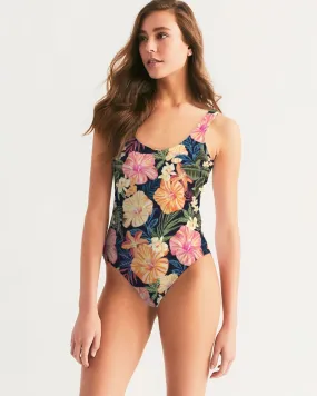 SMF Hibiscus Floral Feminine One-Piece Swimsuit