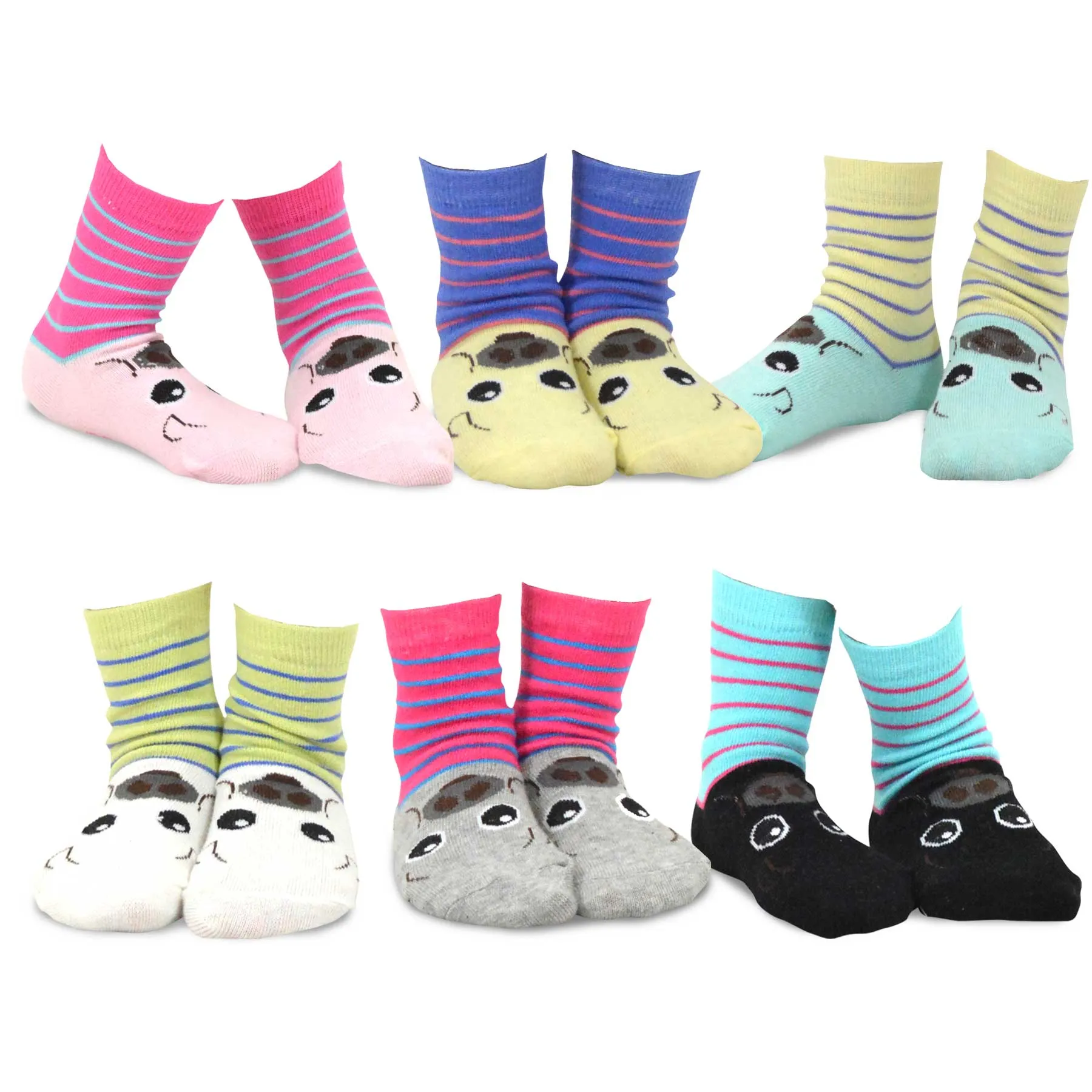 TeeHee Socks Kid's Casual Cotton Short Crew Cat/Dog/Pig 18-Pack Gift Box (70953)