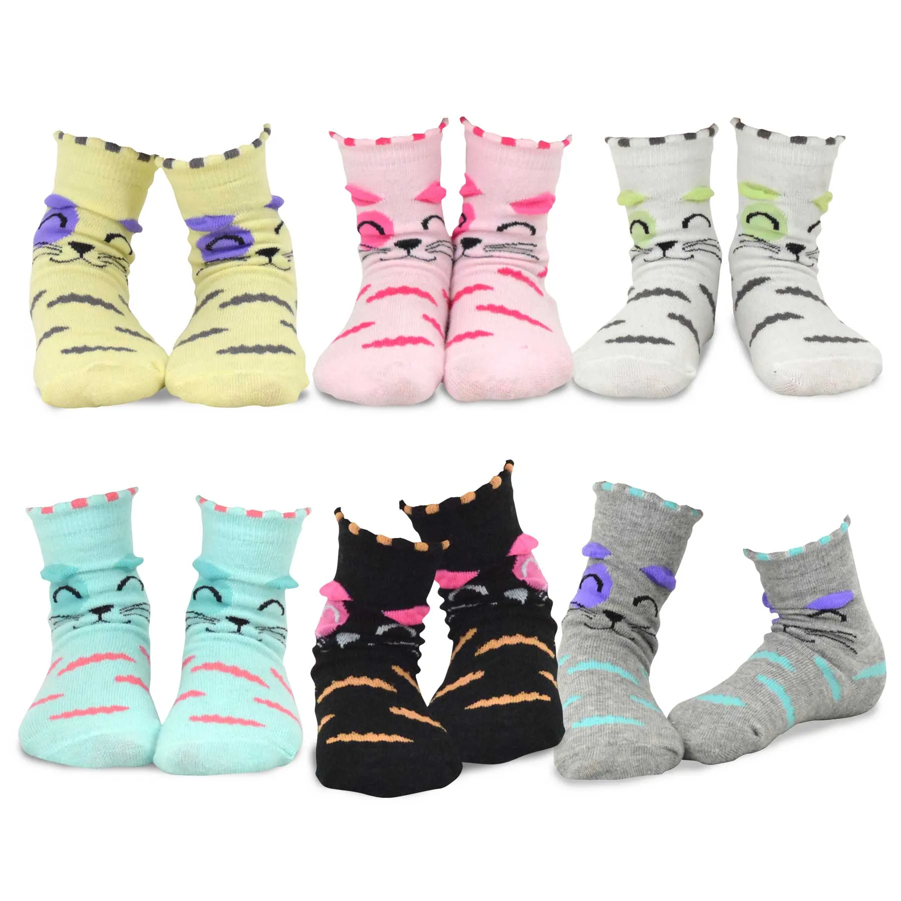 TeeHee Socks Kid's Casual Cotton Short Crew Cat/Dog/Pig 18-Pack Gift Box (70953)