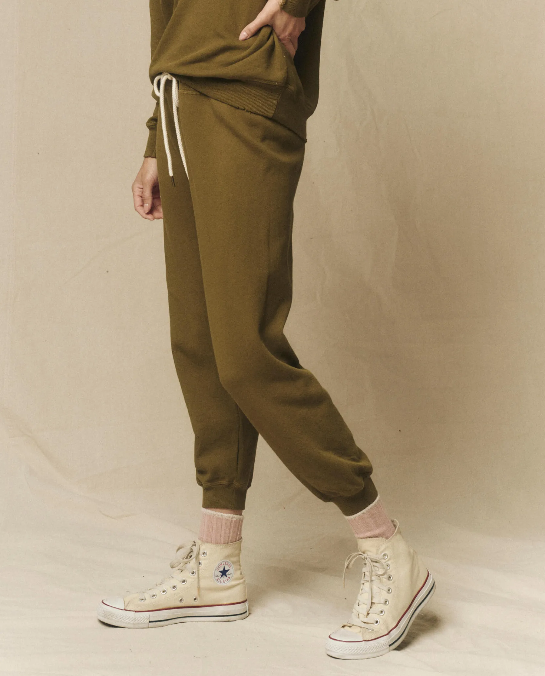 The Cropped Sweatpant. Solid -- Fir Green