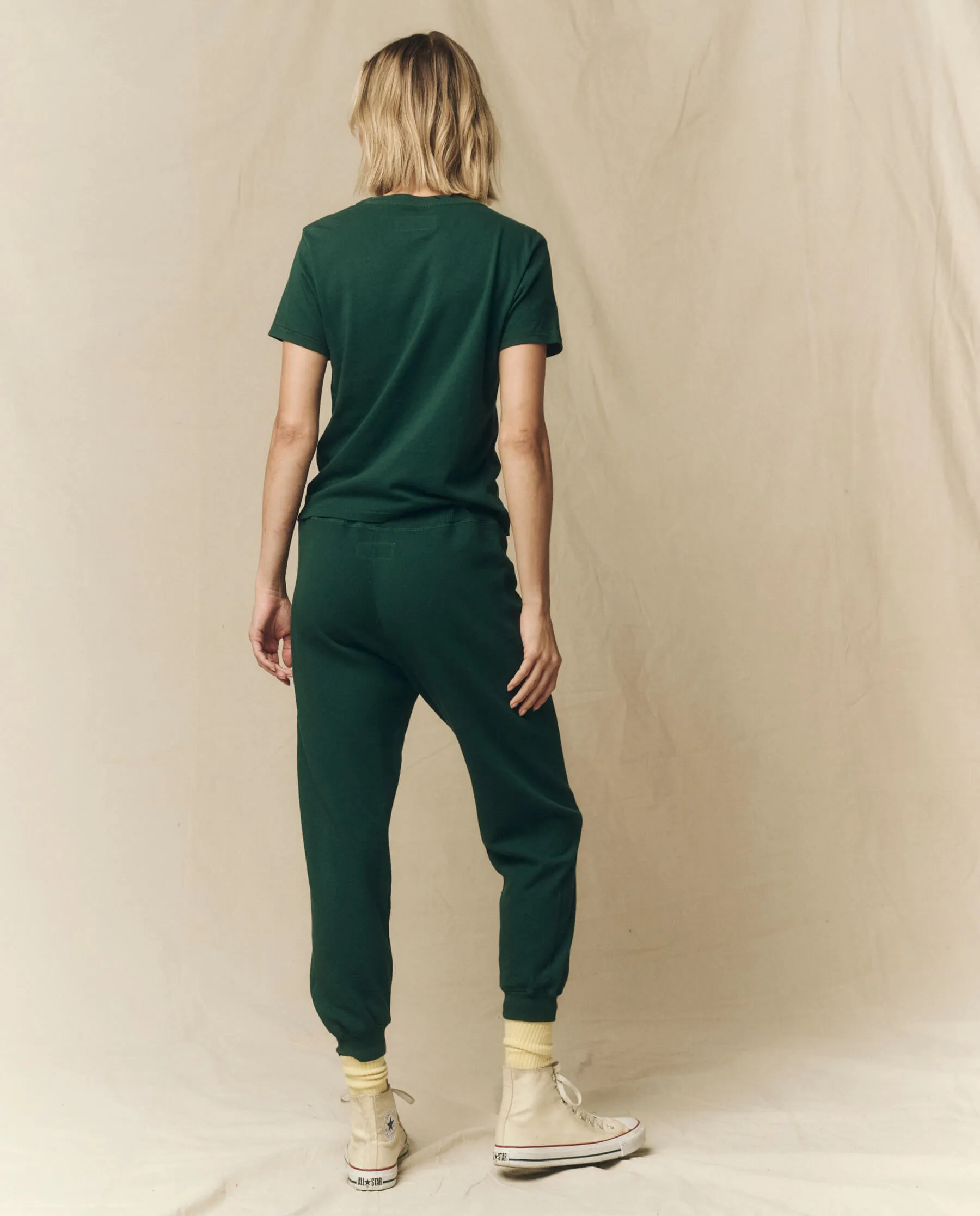 The Cropped Sweatpant. Solid -- Green Grove