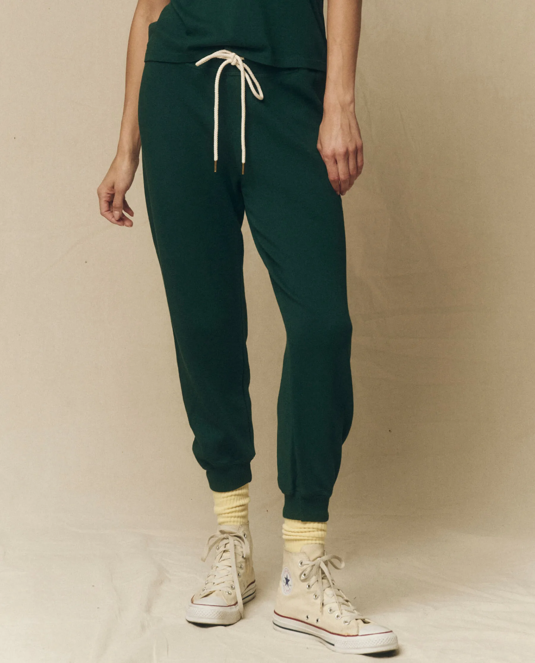 The Cropped Sweatpant. Solid -- Green Grove