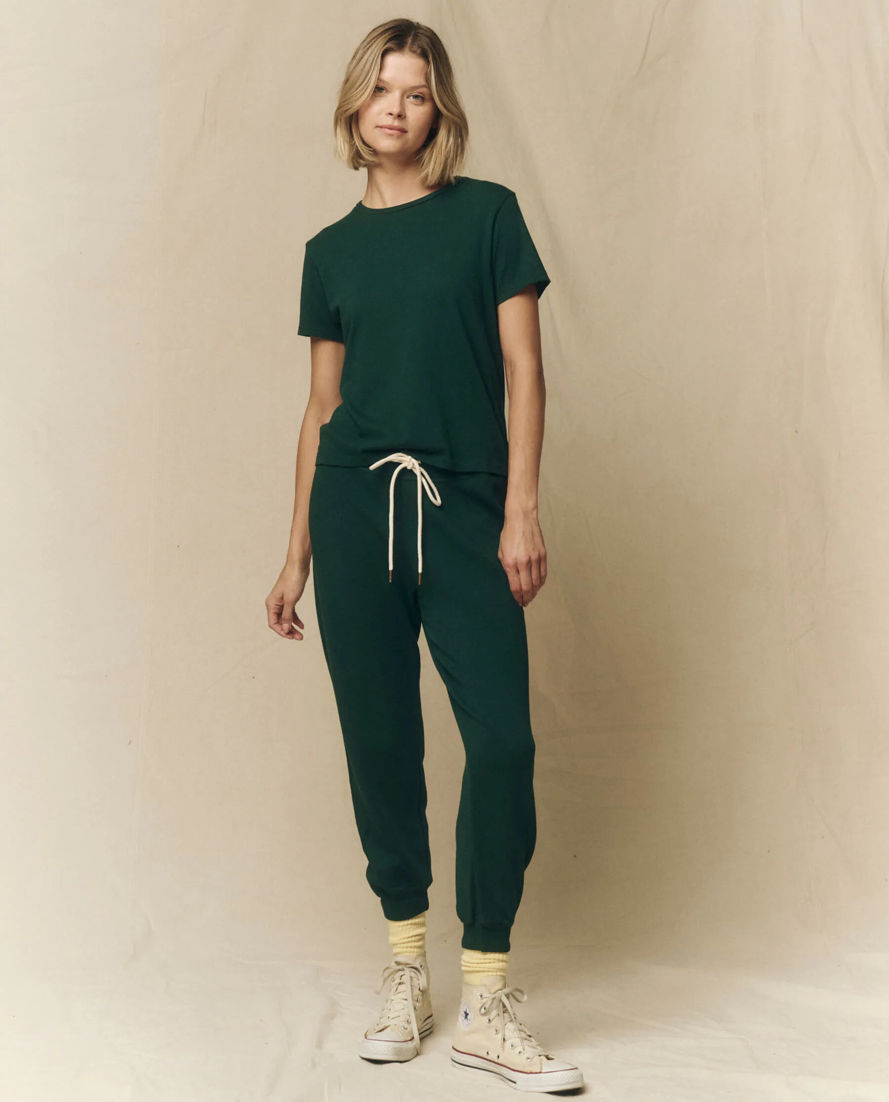 The Cropped Sweatpant. Solid -- Green Grove