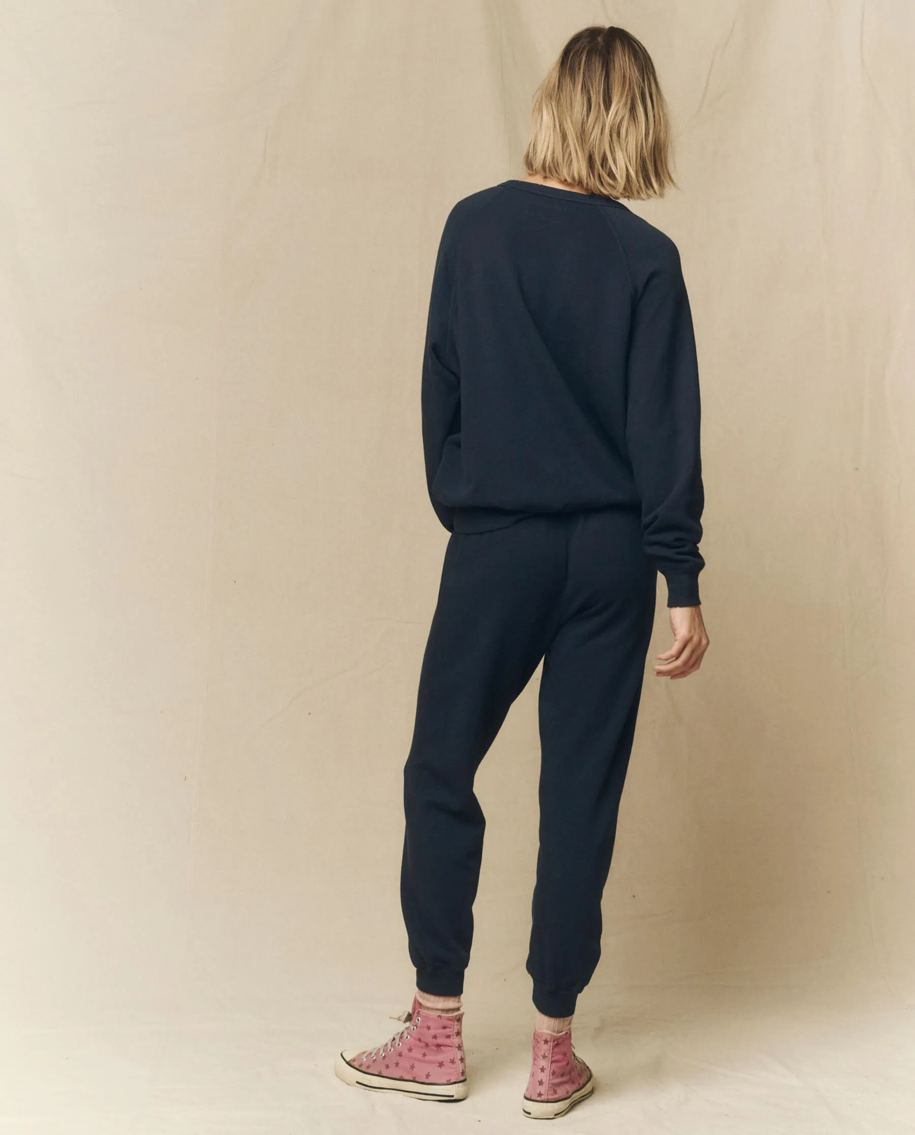 The Cropped Sweatpant. Solid -- True Navy