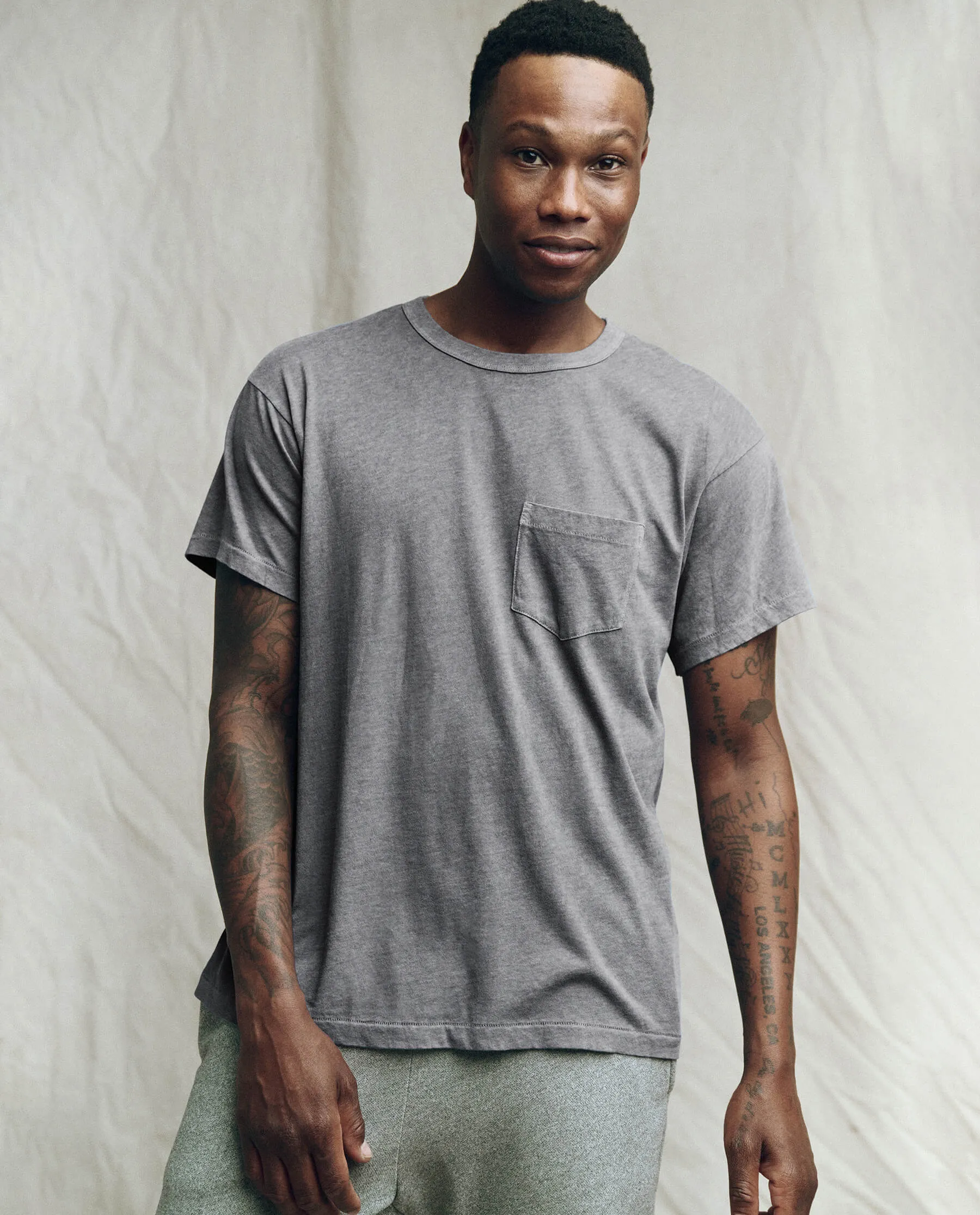 The Men's Pocket Tee. -- Heather Grey