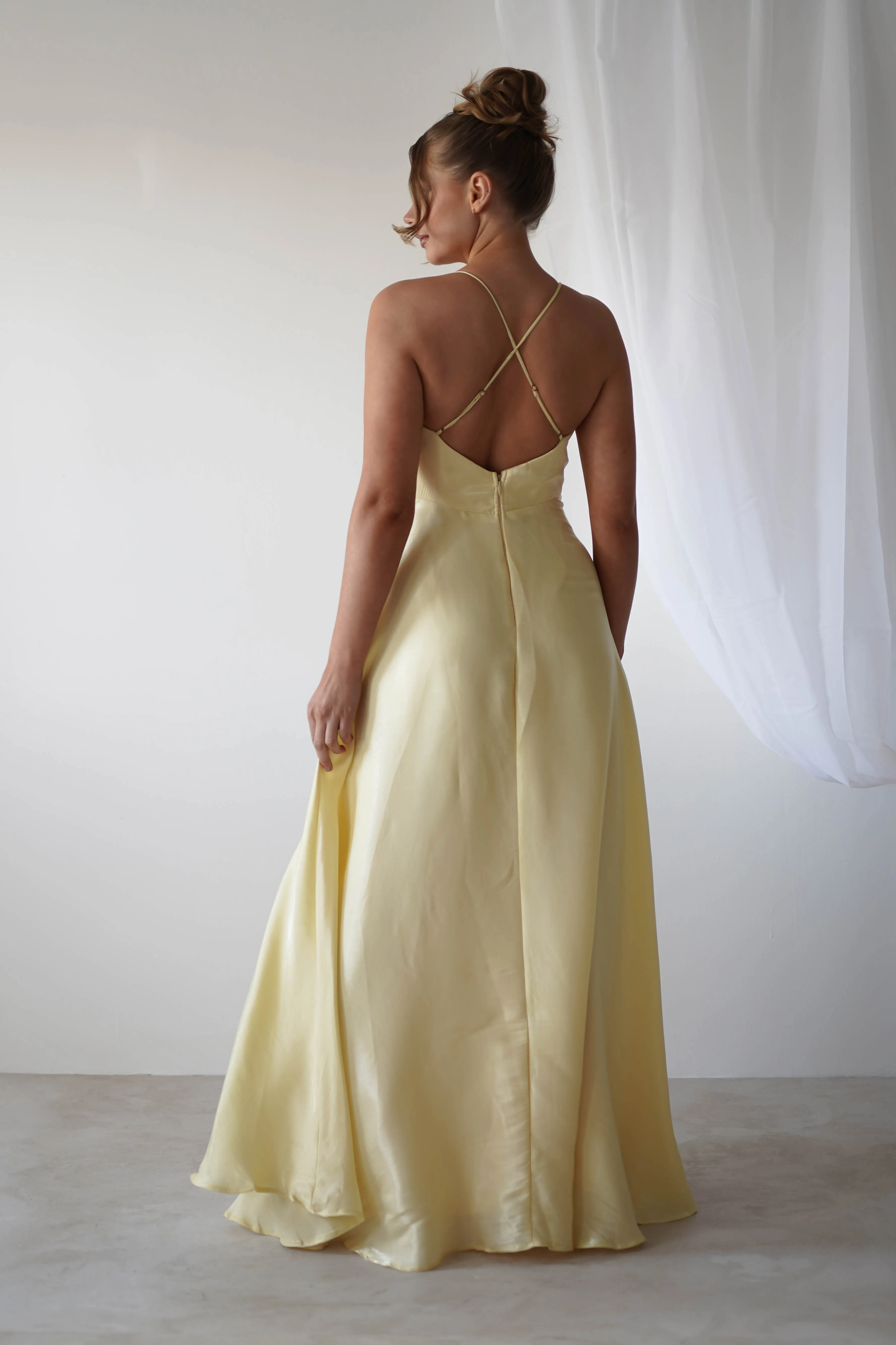 Tully Criss Cross Maxi Dress | Soft Yellow