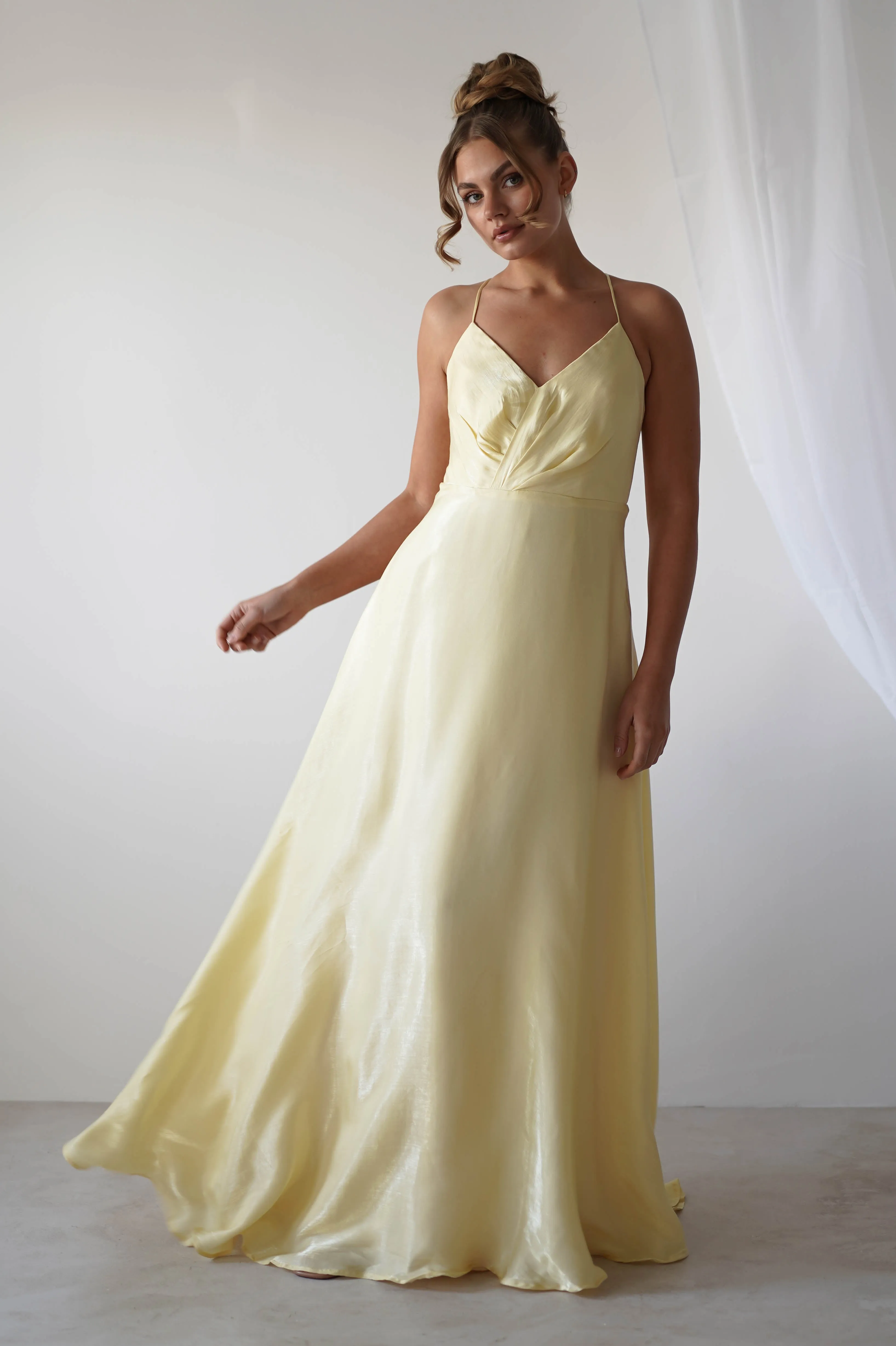 Tully Criss Cross Maxi Dress | Soft Yellow