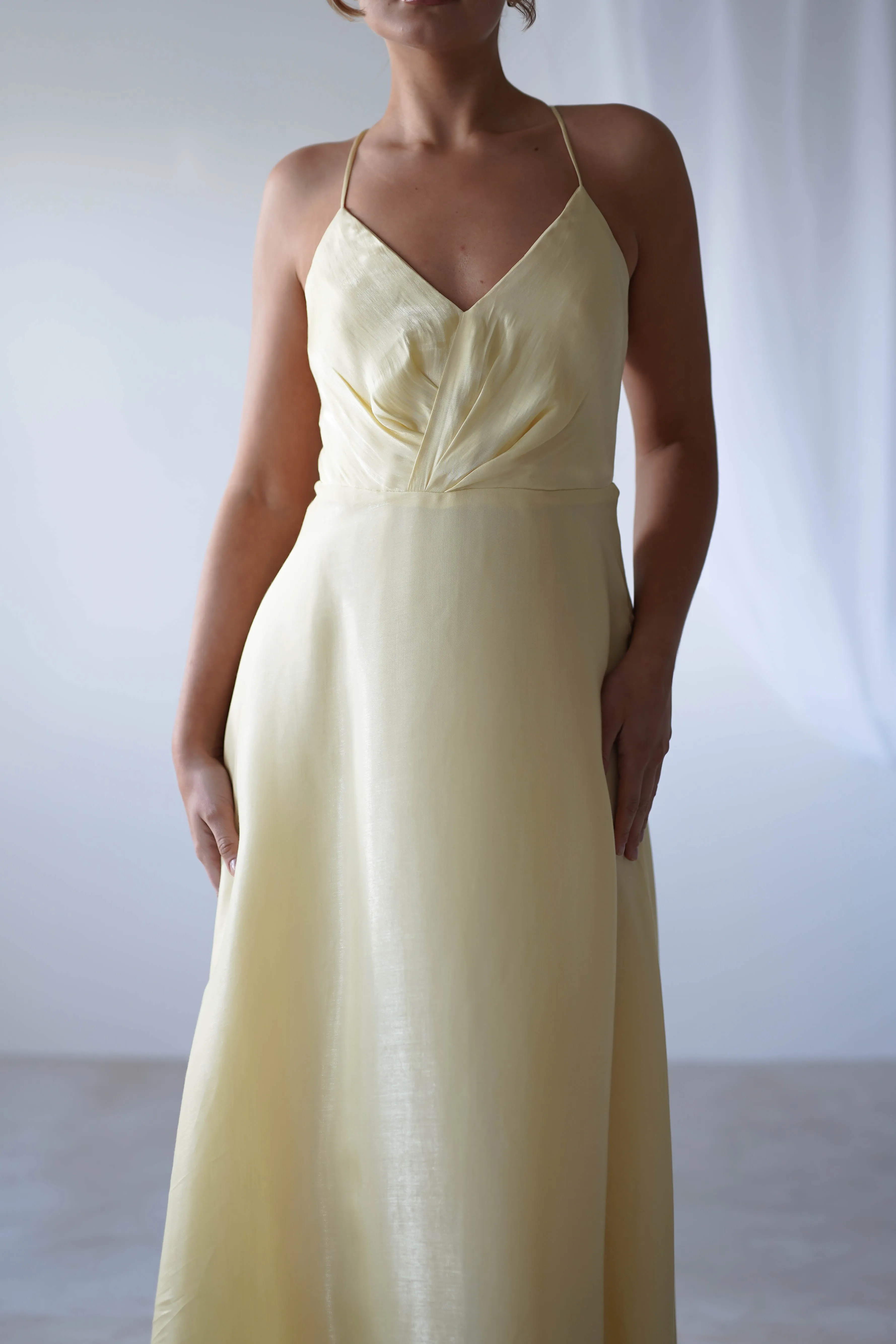 Tully Criss Cross Maxi Dress | Soft Yellow