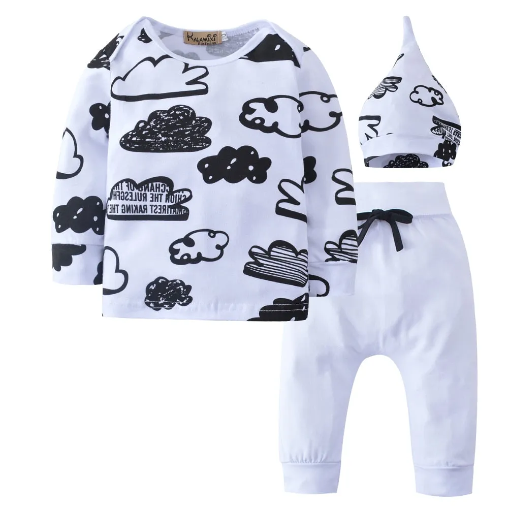 Unisex Monochrome Newborn 3pcs Cloud Set