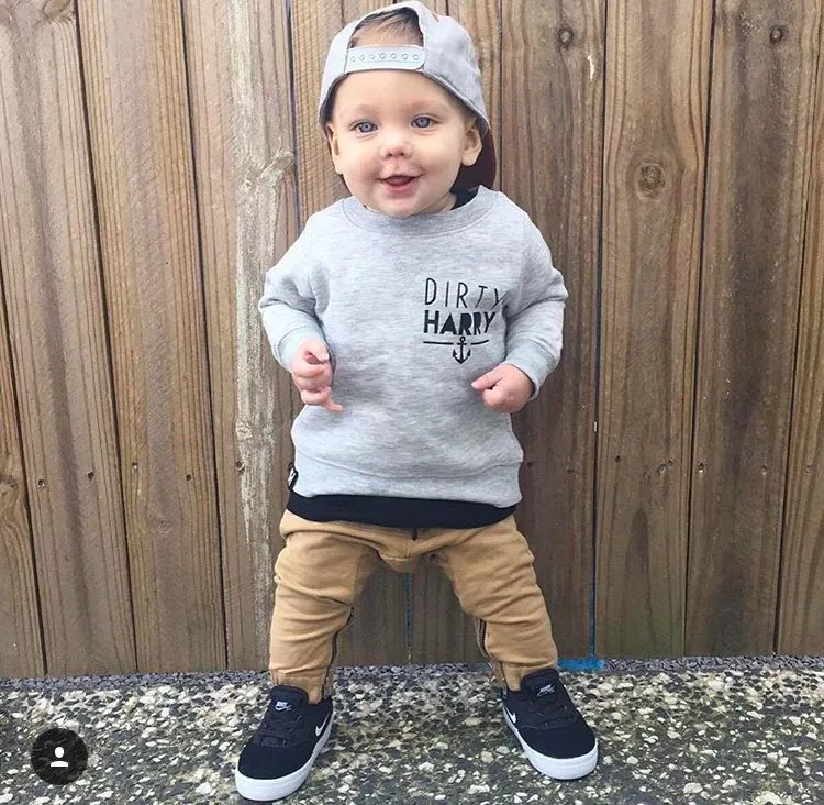 Winter Clothes Set Toddler Kids Baby Boy Clothes T-shirt Hoodie Tops Long Pants Outfits Set 2pcs