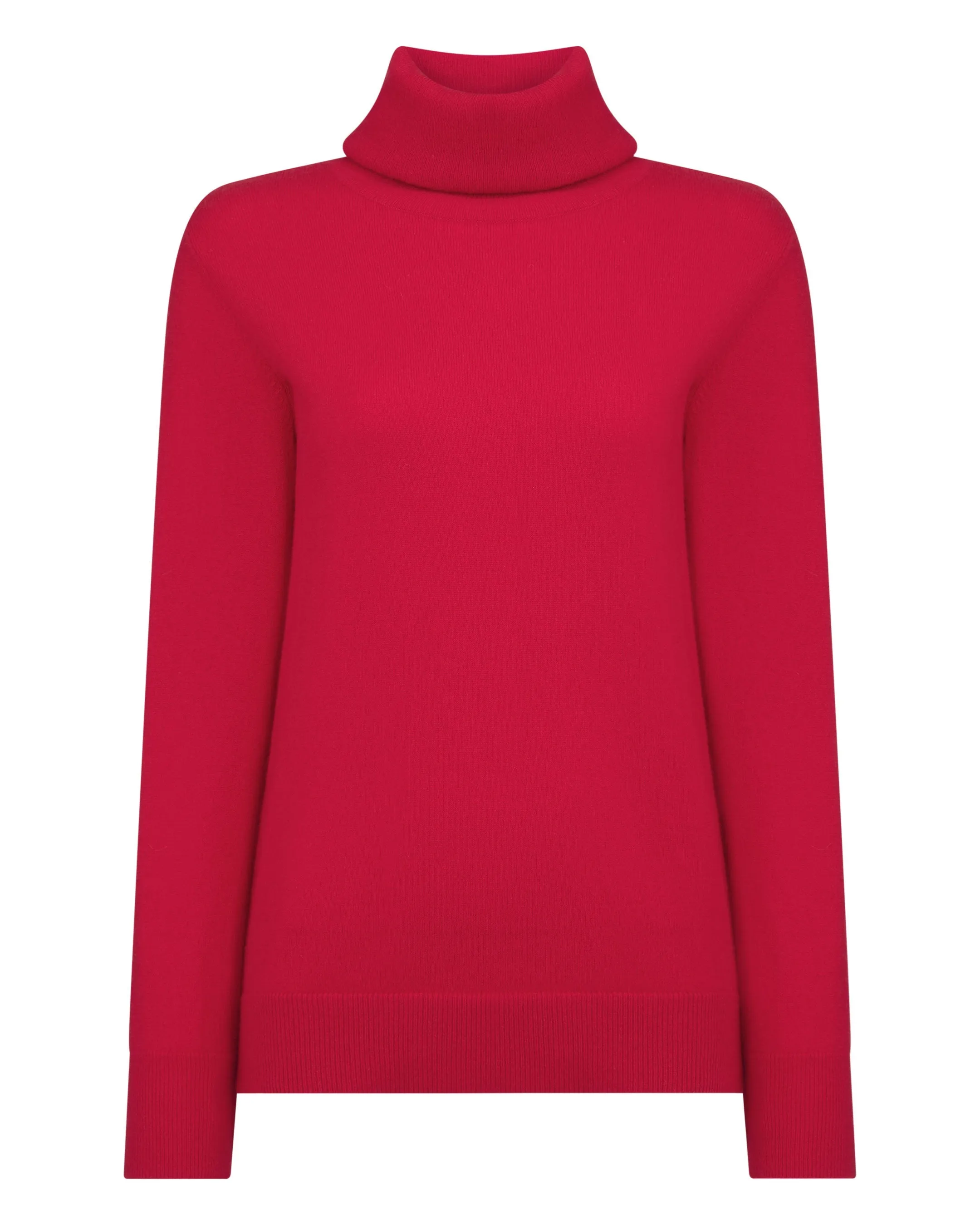 Women's Loose Roll Neck Cashmere Jumper Riding Red