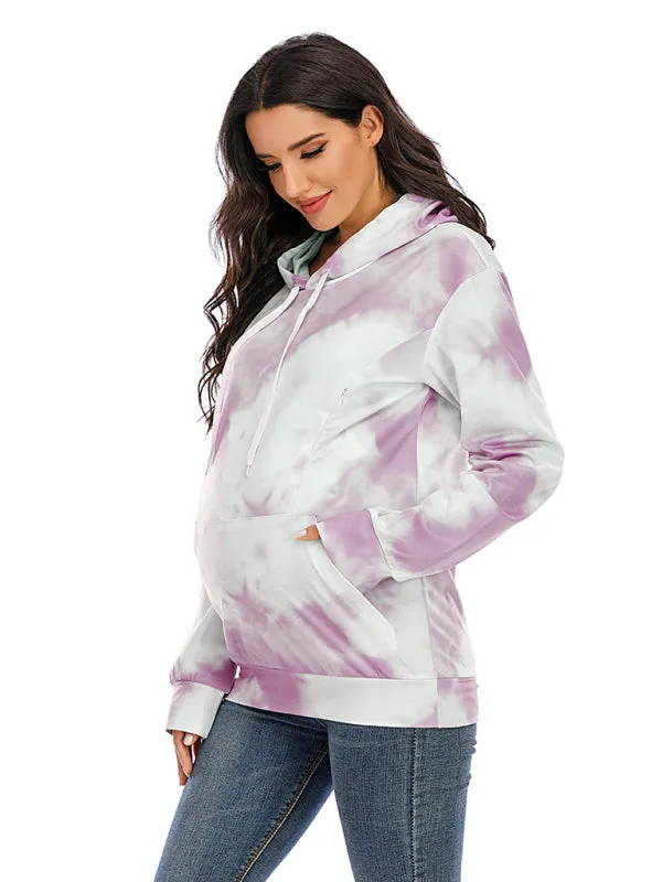 Women's Maternity Tie Dye Overhead Hoodie