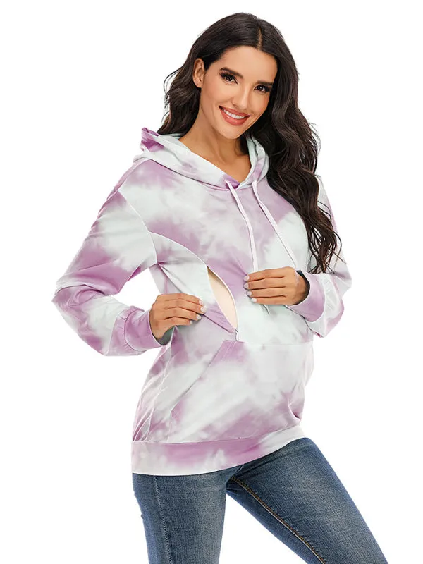 Women's Maternity Tie Dye Overhead Hoodie