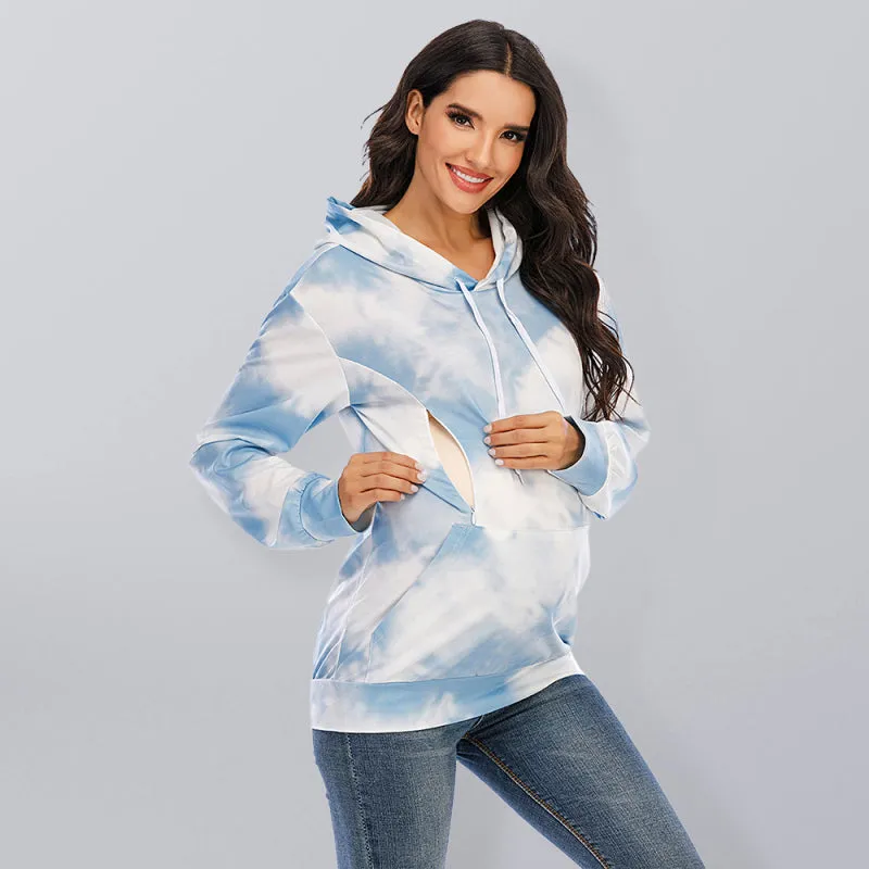 Women's Maternity Tie Dye Overhead Hoodie