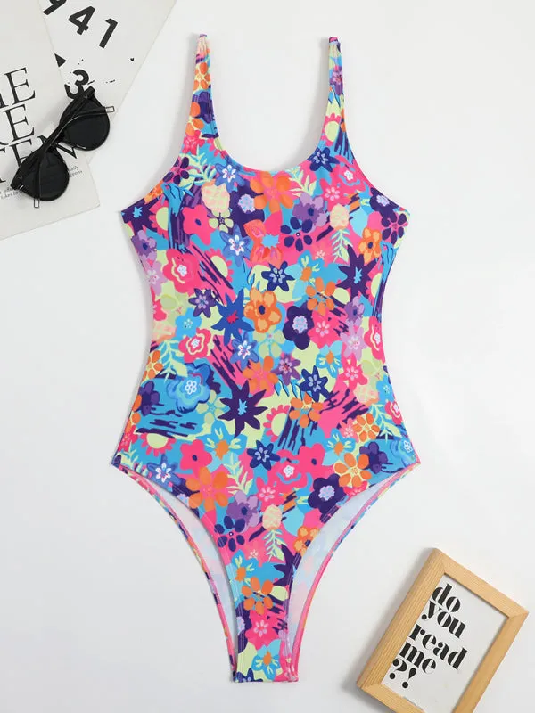 Women's Vibrant Retro Backless Swimsuit