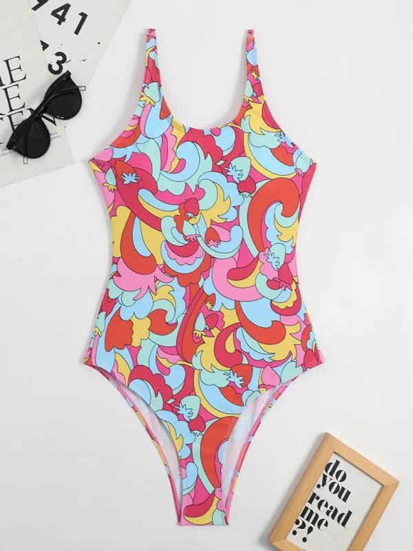 Women's Vibrant Retro Backless Swimsuit